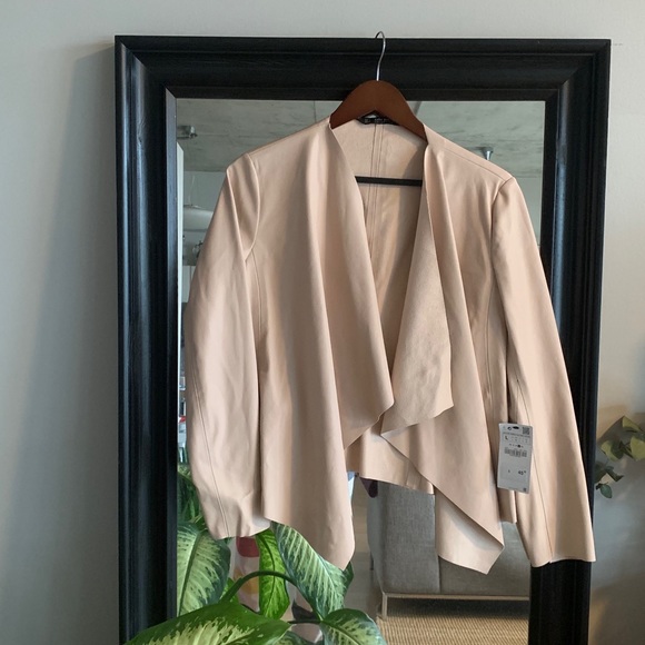 NWT Zara pink faux leather blazer